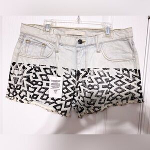 NWT JOE'S JEANS Easy Cutoff Shorts Bleach Out Black Graphic Design USA MADE 25